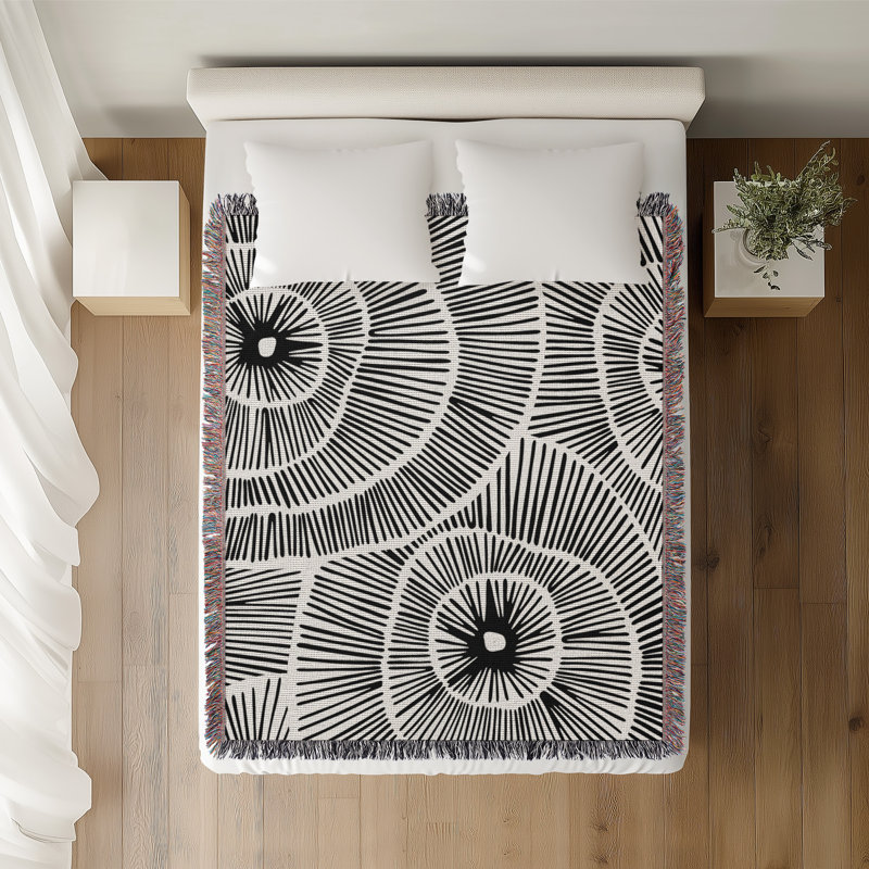 Jeté en coton Ray, Noir, 60 po x 80 po
