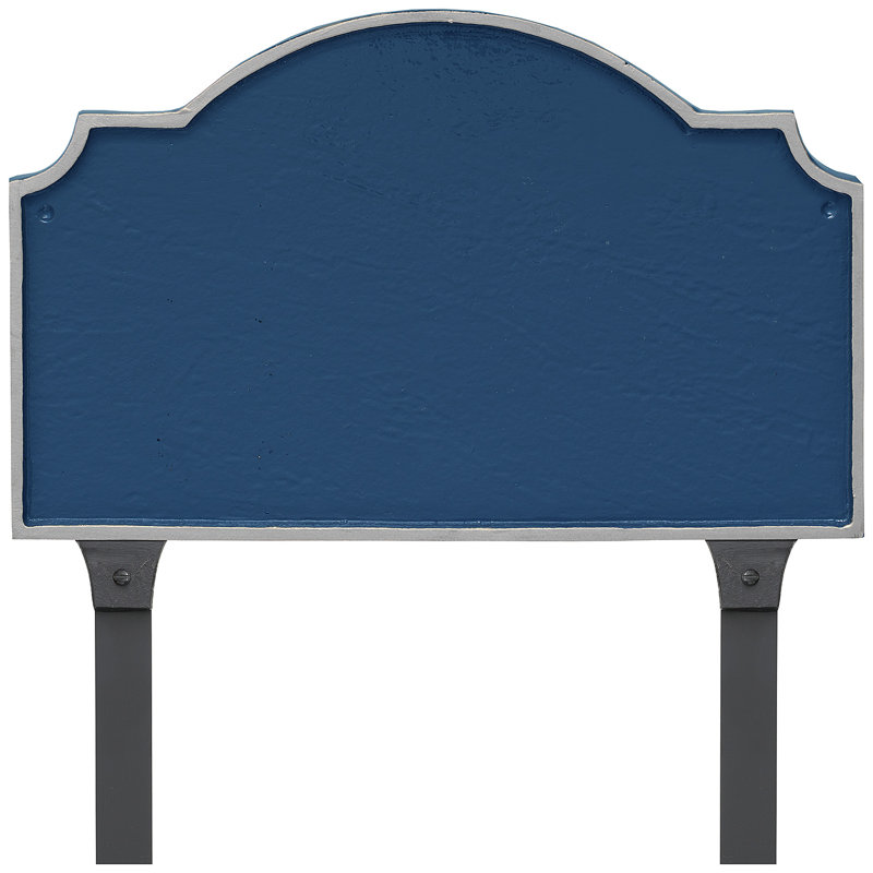 Plaque d'adresse sur une ligne avec piquets Vanderbilt, Bleu de mer / Argent, Oui