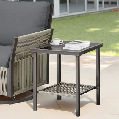 Table d'appoint carrée en rotin 22 x 18 po x 18 po pour l'extérieur
