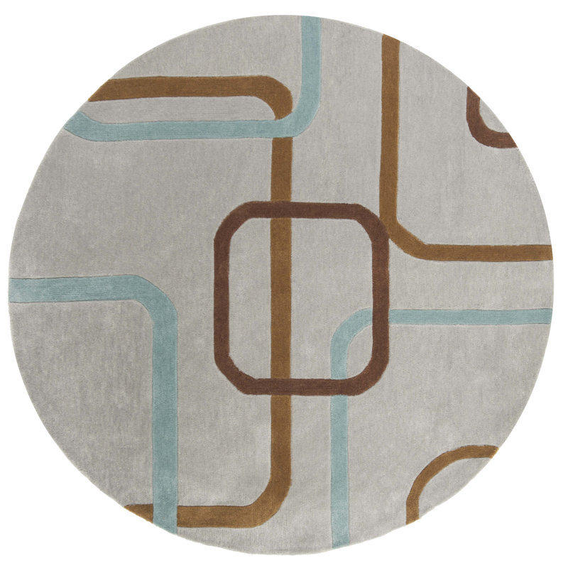 Tapis géométrique touffeté à la main Canobbio, Rond 7 pi