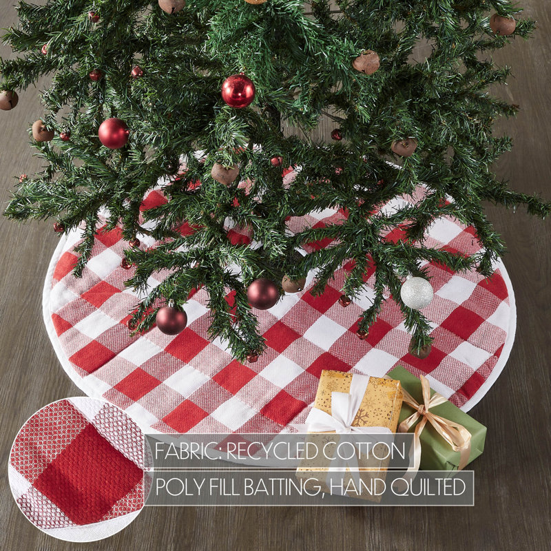 Classic Red and White Plaid Cotton Tree Skirt 36"
