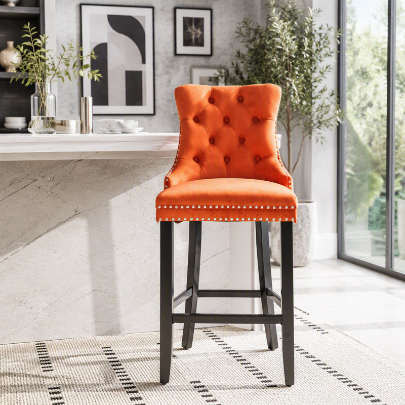 Chaise de salle à manger rembourrée moderne, Orange