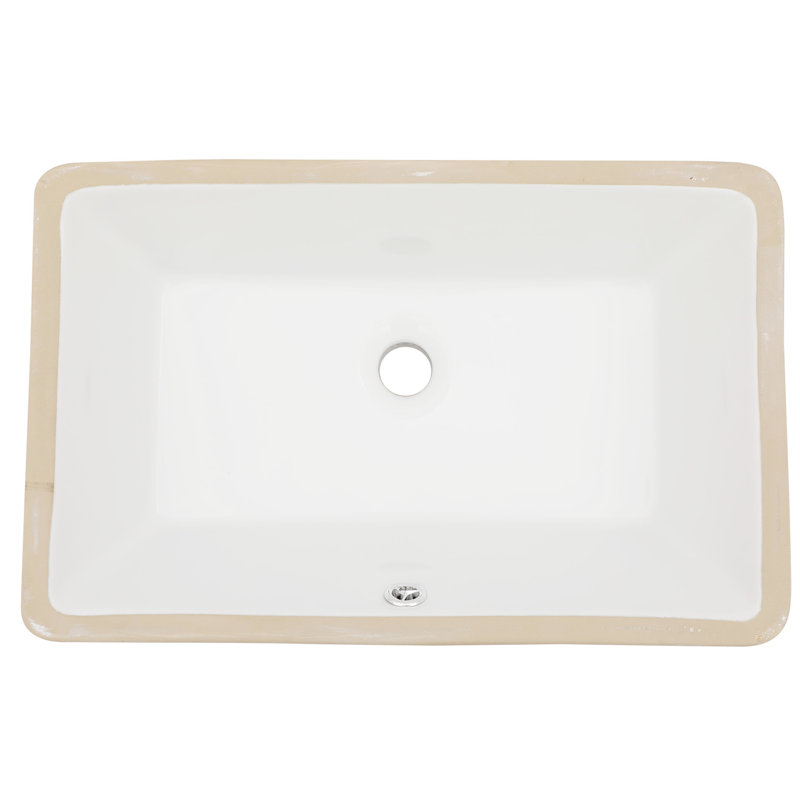 Lavabo de salle de bain encastré en céramique blanc 21 po x 13 po, conception élégante et généreuse, fonction rectangulaire de trop-plein, conception pratique