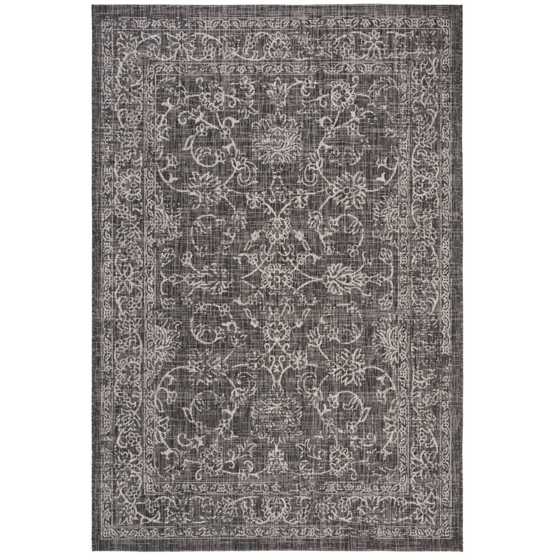 Abhik Indoor/Outdoor Rug, Rectangle 160 x 231 cm, Black / Ivory