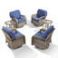 Ensemble de conversation pour patio en osier 6 pièces avec 4 chaises pivotantes et tables d'appoint-115887591-115887588