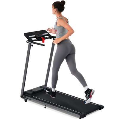 Tapis roulant pliant pour l'exercice à la maison - Moteur de course puissant de 2,5 ch, vitesse réglable de 0,5 à 7,5 mph, capacité de charge maximale de 265 lb, fonction d'inclinaison, grande terrasse, écran de suivi de la forme physique