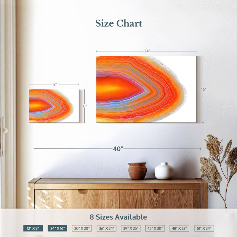 Cristal d'agate orange Alvord, H 8 po x l 12 po