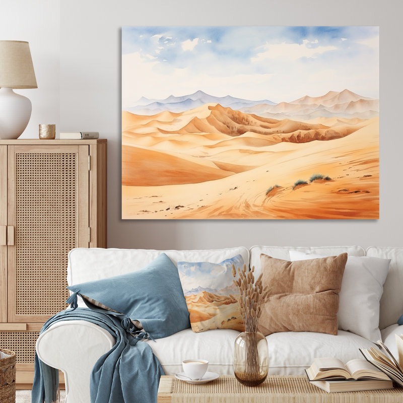 Paysage désertique de dunes de sable en Afrique III - Désert, art mural, Cadre doré à coins fermés