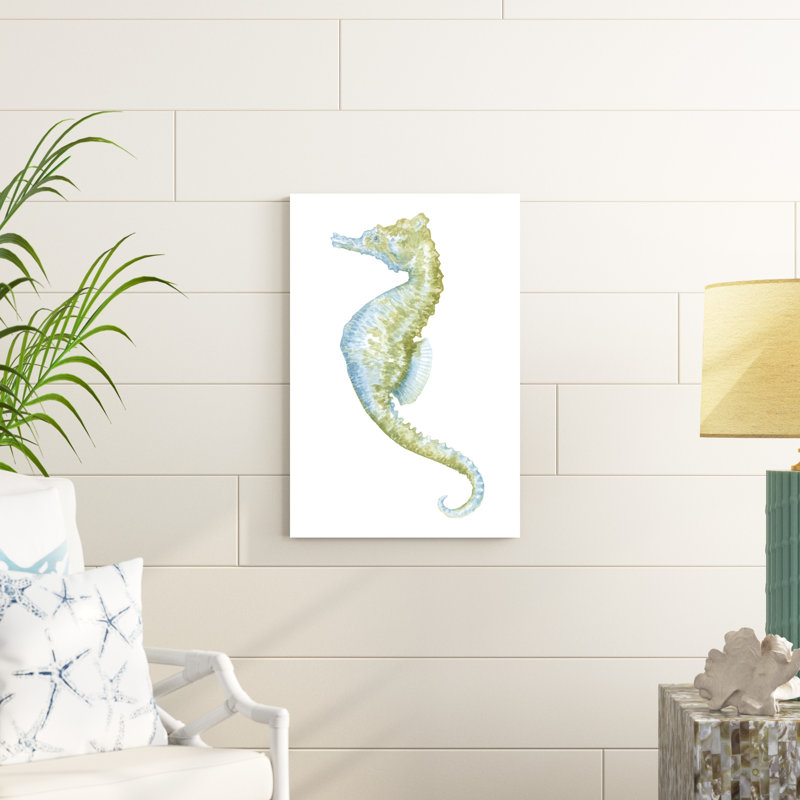 Aquarelle hippocampe II, H 30 po x l 20 po x P 1,25 po