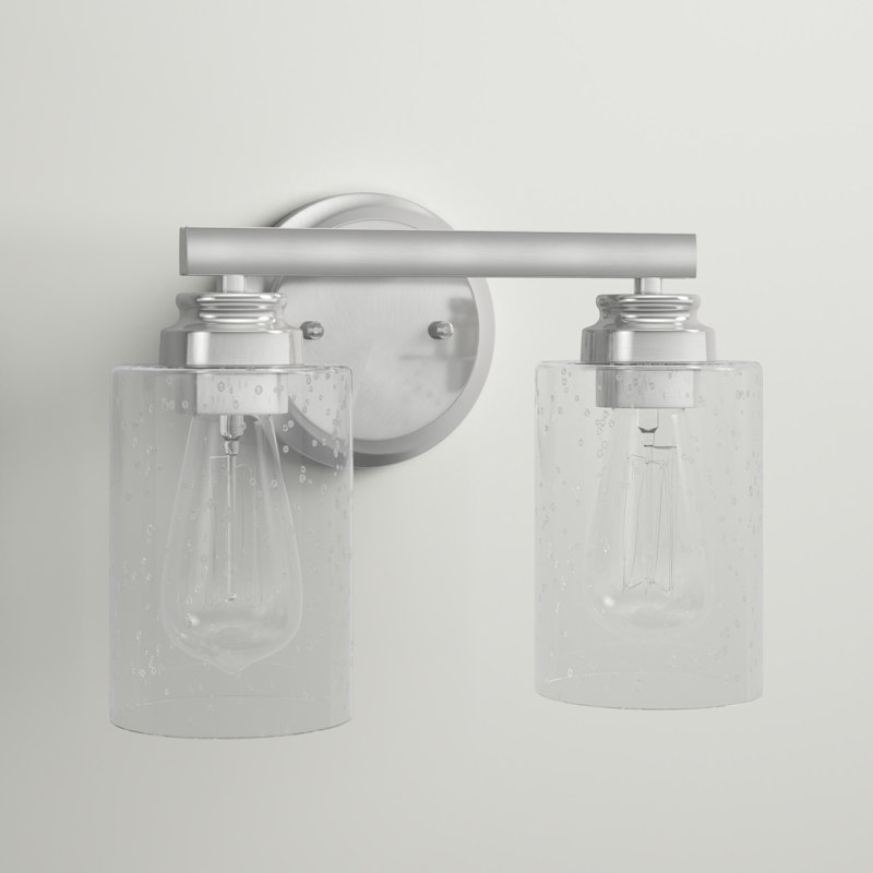 Éclairage de salle de bain à intensité variable 2 lumières Berntraud, Nickel poli brossé, Transparent
