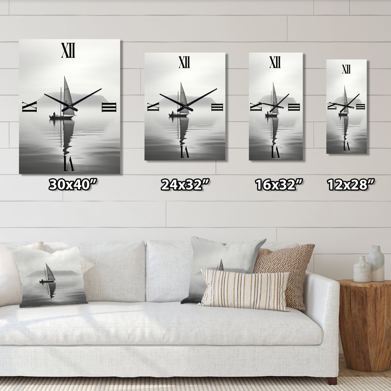 Voilier Simplicity At Lake - Horloge murale moderne bord de mer, Petit