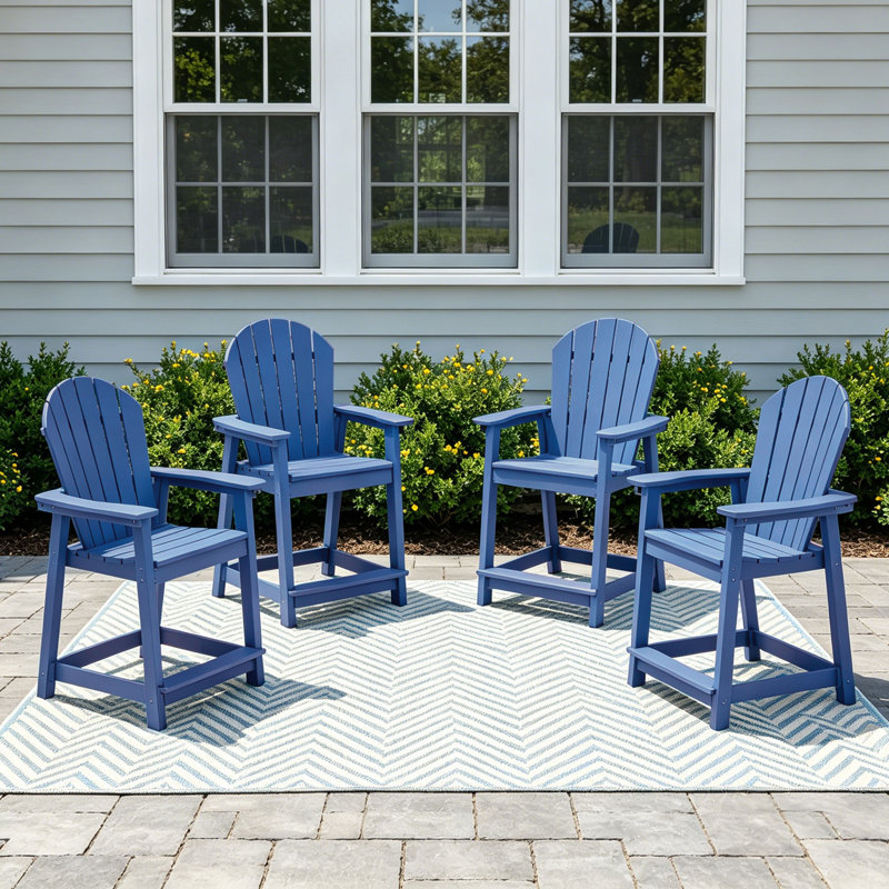 Chaise de bar d'extérieur Hdpe Adirondack, Marine