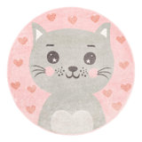 Whimsy Meow Baby Pink/Gray Kid Rug