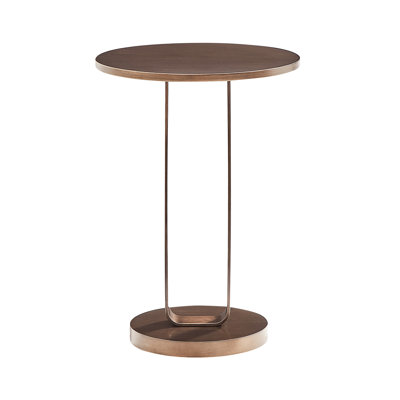 Bronze antique, table d'appoint ronde, plateau en métal de 15,82 po, piédestal ouvert