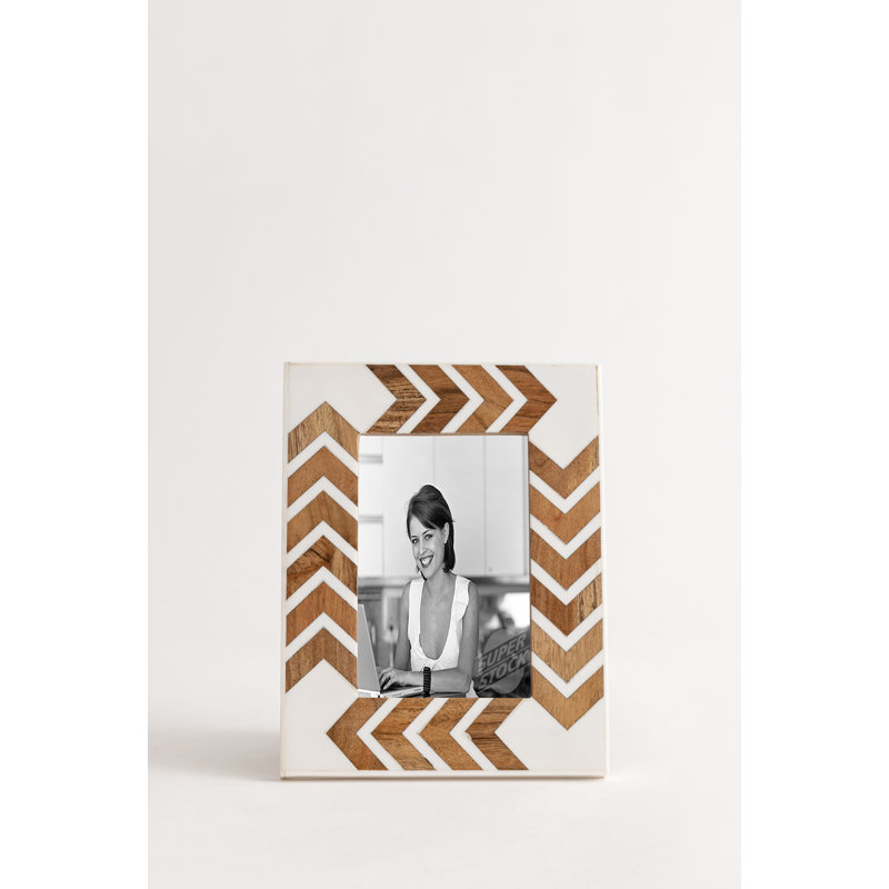 Cadre photo Chevron Charm, Naturel / Blanc