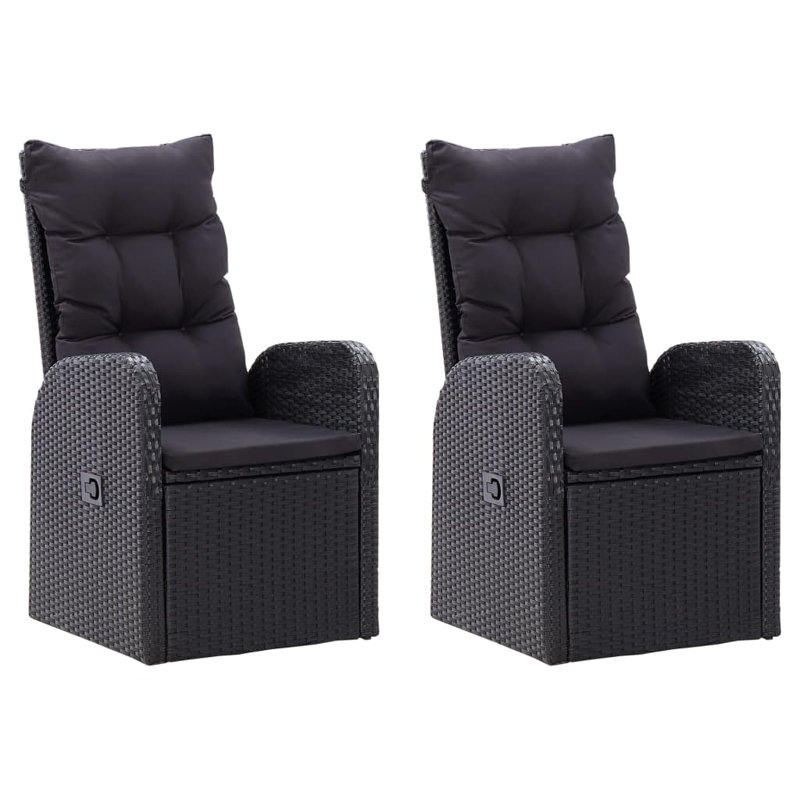 Patio Chair with Cushions, Black Frame/Black Cushion