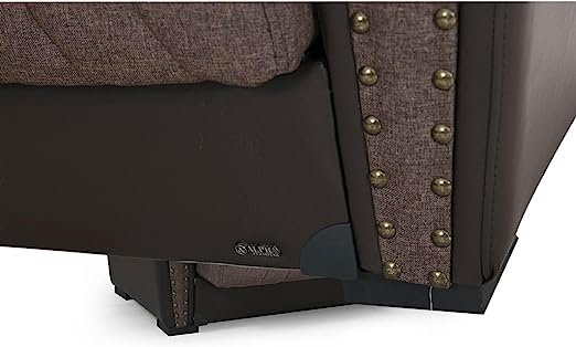 Causeuse convertible en tissu Ballone, Mélange de polyester brun