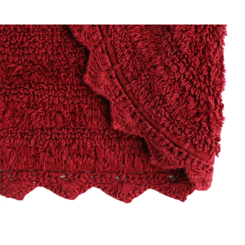100% Cotton Bath Rug, Wine Red