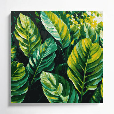 Toile hawaïenne à feuilles vertes, art mural