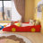 87'' Twin Size Race Car-Shaped Platform Bed With Wheels-1402428374