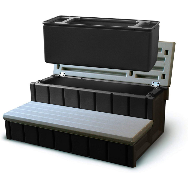 Marche pour spa avec rangement pour spa, Gris / noir
