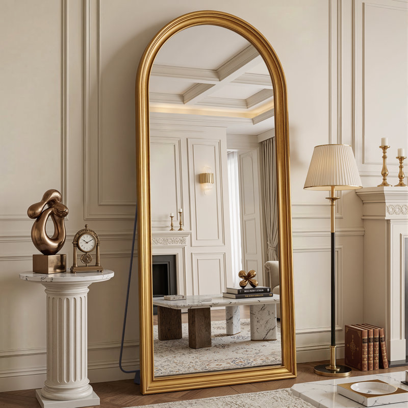Miroir pleine longueur arqué de style rétro, 71"×32", Gold