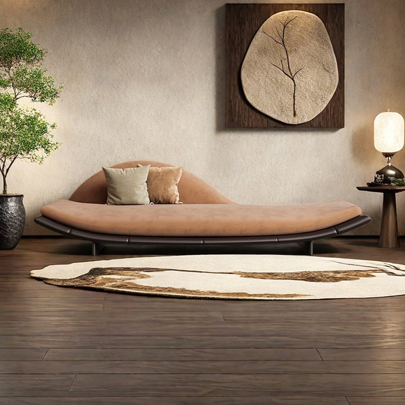 Méridiennes d'intérieur en bois massif Retro Living Room, Orienté à gauche (vu de face), Rose pâle