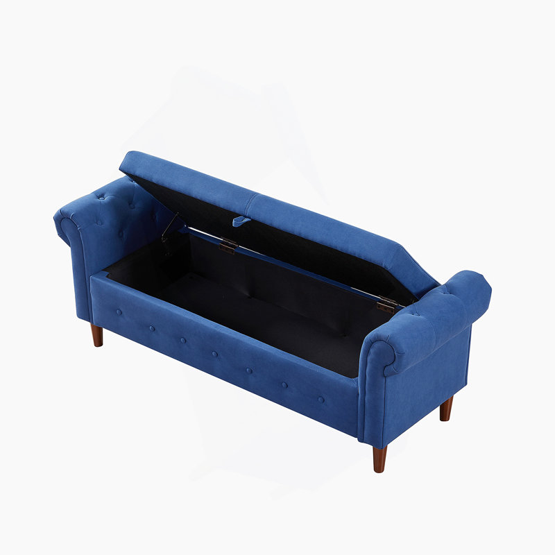 Tabouret de rangement rectangulaire multifonctionnel, Marine