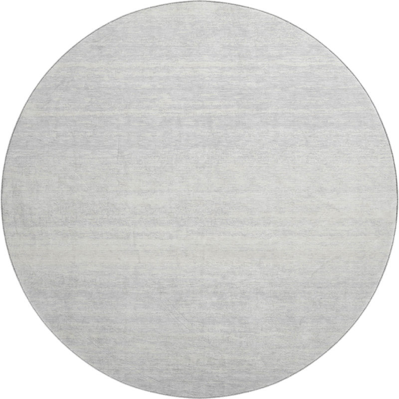 Premium Machine Washable Prisco Silver Rug, Round 8'