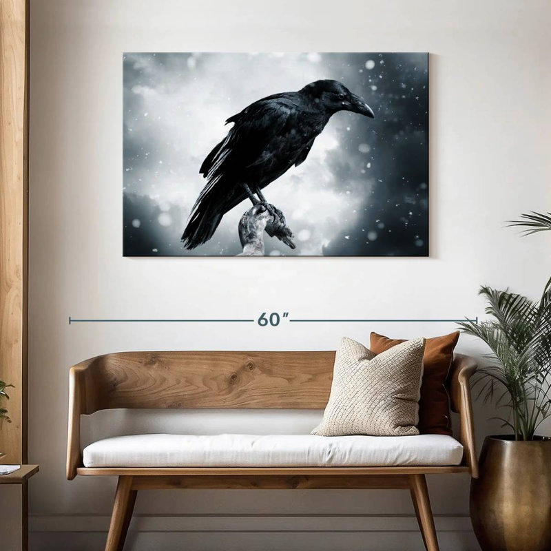 Brampt Black Raven Bird, 30" H x 45" W