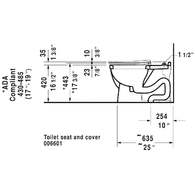 Toilette allongée monobloc 1,28 GPF Starck