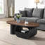 Table basse 48,36 po ovale, métal industriel noir de luxe avec tiroir de rangement pour le salon et pieds réglables