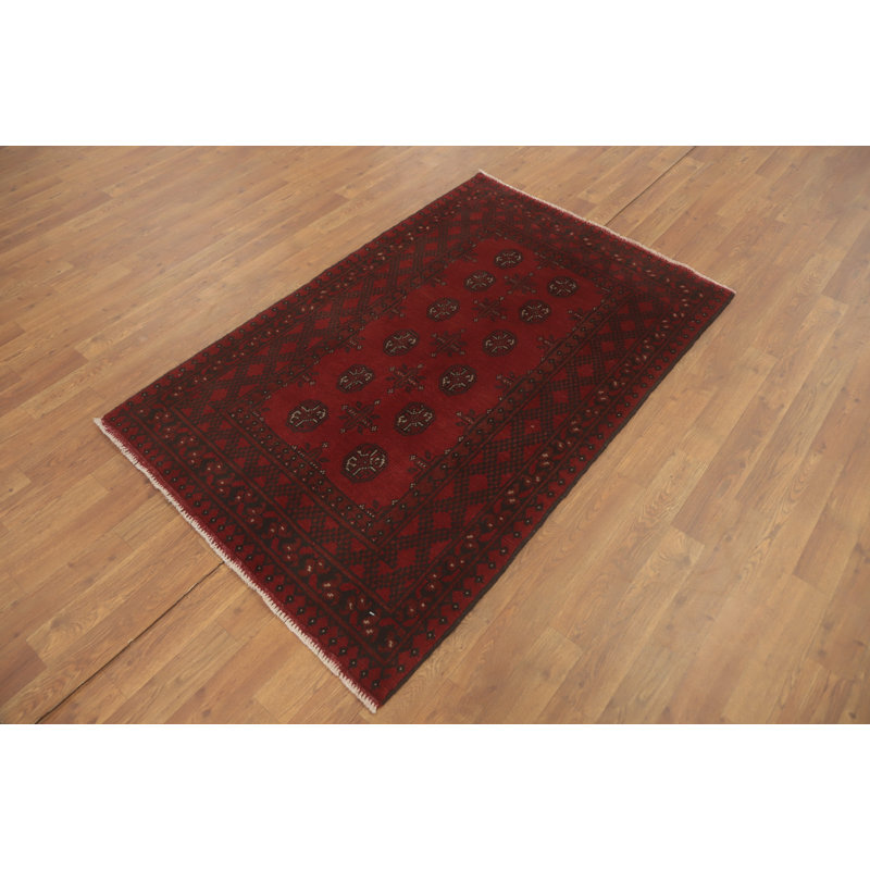 Tapis afghan tribal rouge oriental 3 x 5