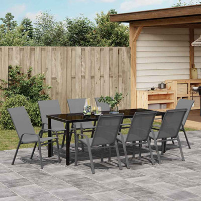 Vidaxl Garden Dining Set Powder-Coated Steel Outdoor Furniture Ensemble Patio