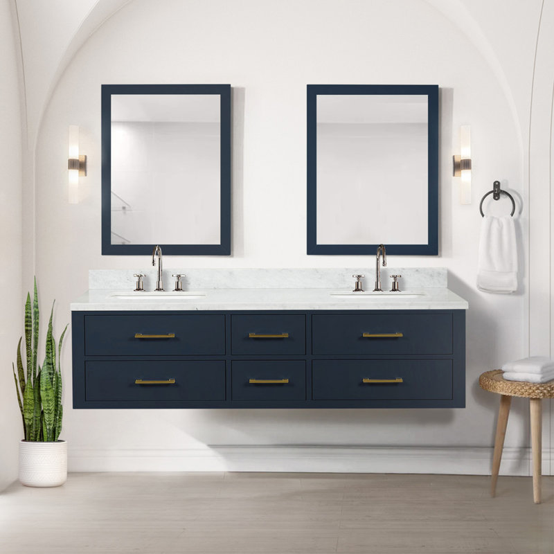 Meuble-lavabo double bleu 72 po X P 22 po D, Bleu
