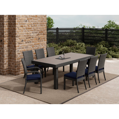 9-Piece Outdoor Patio Woven Dining Set，Grey