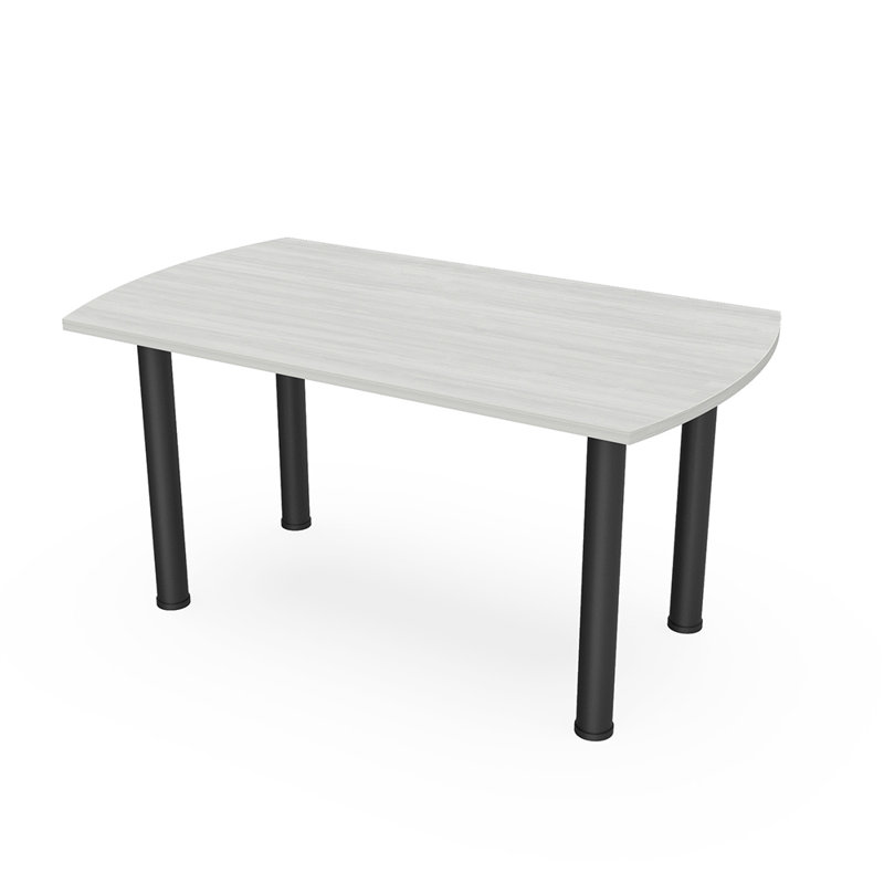Table de conférence rectangulaire Arc avec pieds, Cyprès blanc, Noir mat, L 72 po x l 36 po
