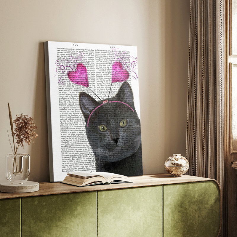 Chat noir, Saint-Valentin - galerie Cavas sur mesure, H 12 po x l 8 po