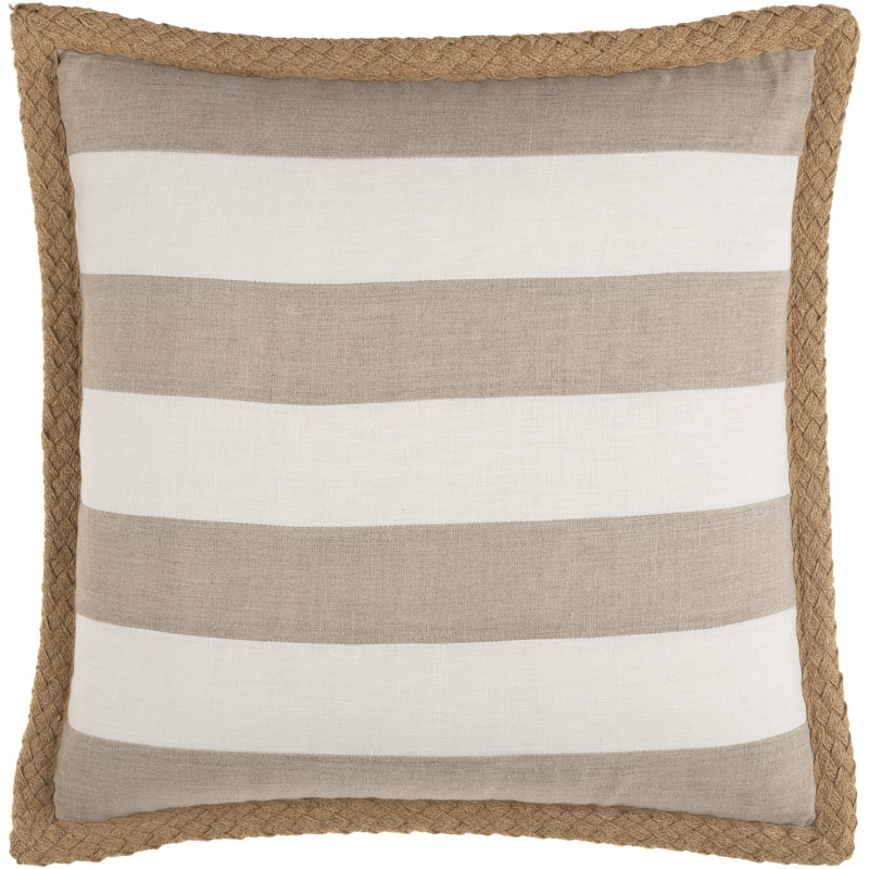 Warrick Striped Linen Throw Pillow, 20" x 20", Down Fill