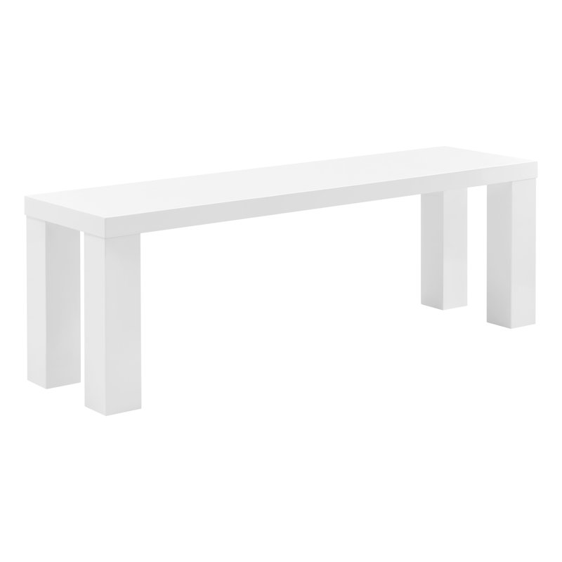Carson 57" W Wood Dining Bench, White, 19" H x 57" W x 15" D