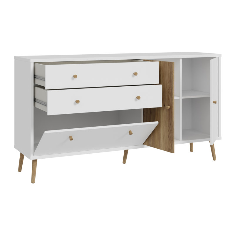 HARLLSON 159.2cm W Chest of Drawers, White/Oak
