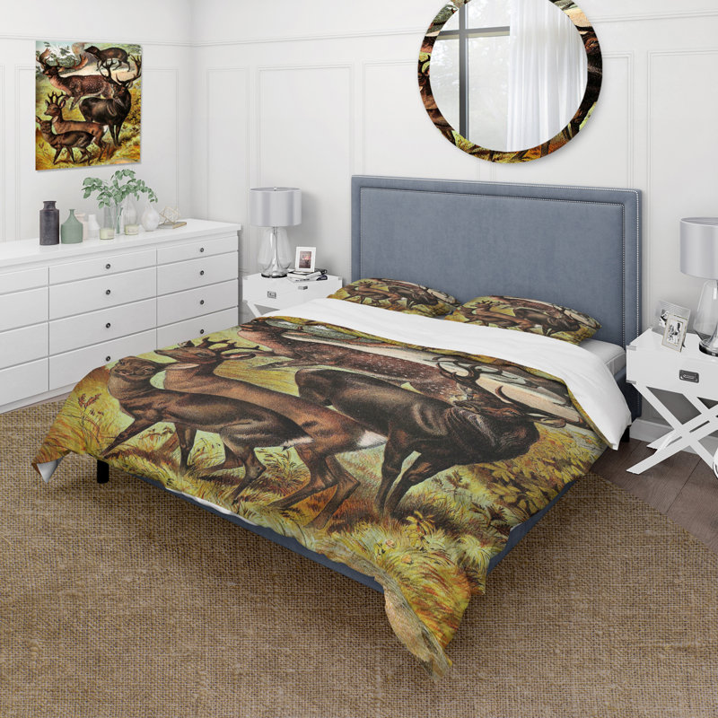 Vintage Mammals I - Ensemble de housse de couette Farmhouse - Microfibre de polyester