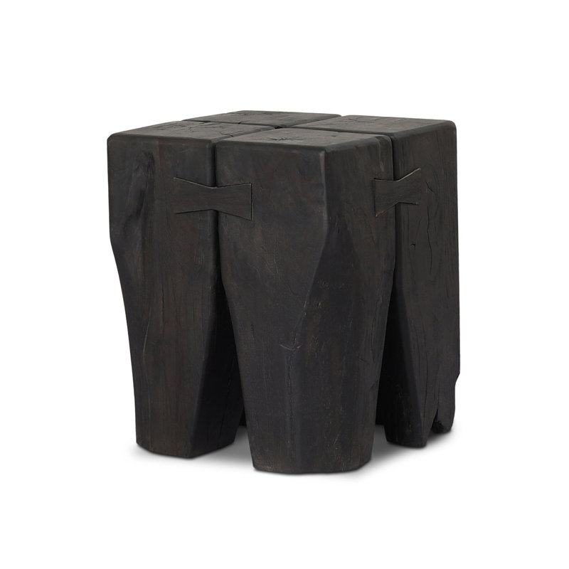 Oshan Outdoor Square Teak Side Table, Stained Black-Teak Root