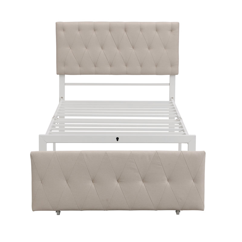 Lit rembourré avec rangement Menthe, Simple, Beige
