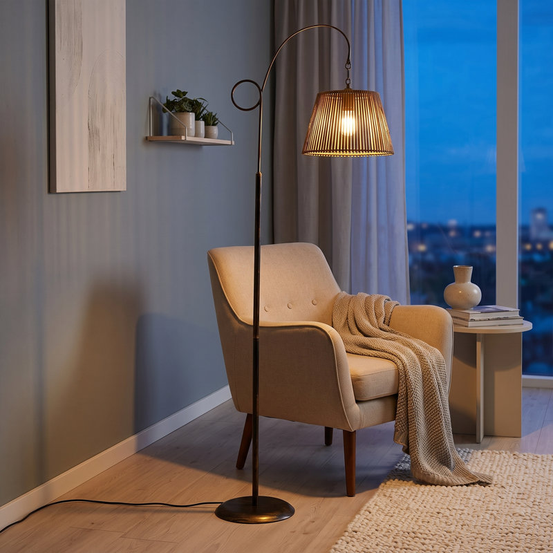 Kai Arched Bamboo-Style Floor Lamp