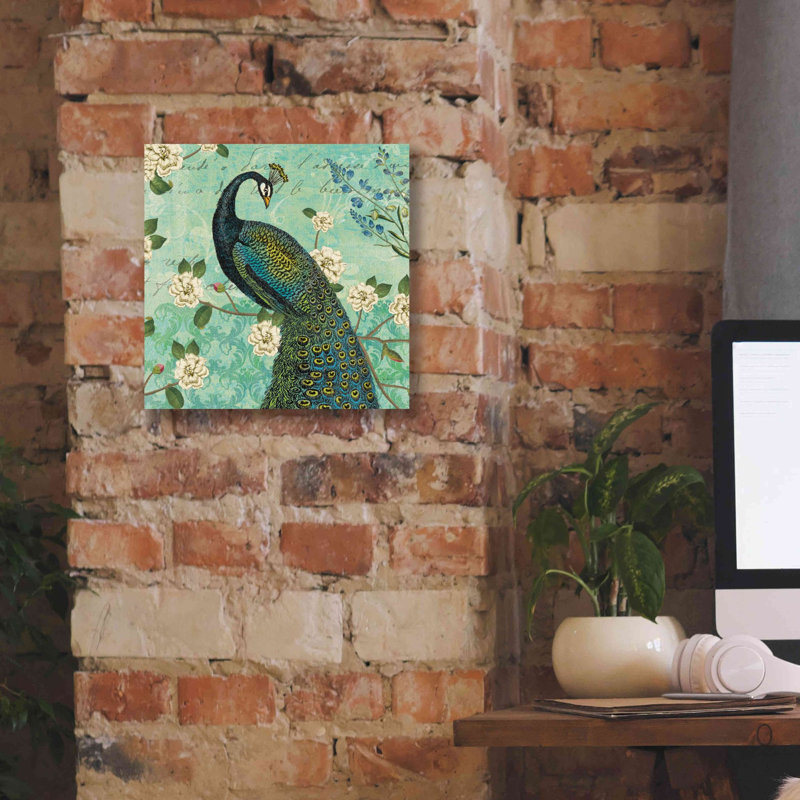 «Peacock Arbor VI Blue» par Sue Schlabach, estampe numérique sur toile, L 12 po x H 12 po