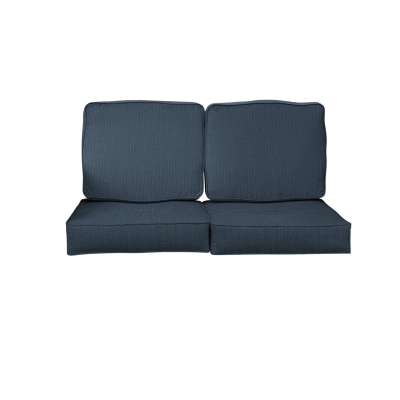 Revive Sunbrella Outdoor 5'' Loveseat Seat / Back Cushion, Blue Stripe, 23" W x 27" D