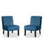 Lot de 2 fauteuils en velours bleu de style Mid-Century Modern avec pieds en bois massif, parfaits comme chaises d'appoint pour le salon ou la chambre à coucher, 5 cm de hauteur.