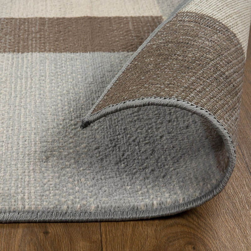 Tapis gris / brun / ivoire tissé à la machine Smiddy, Tapis de couloir 2 pi 8 po x 10 pi