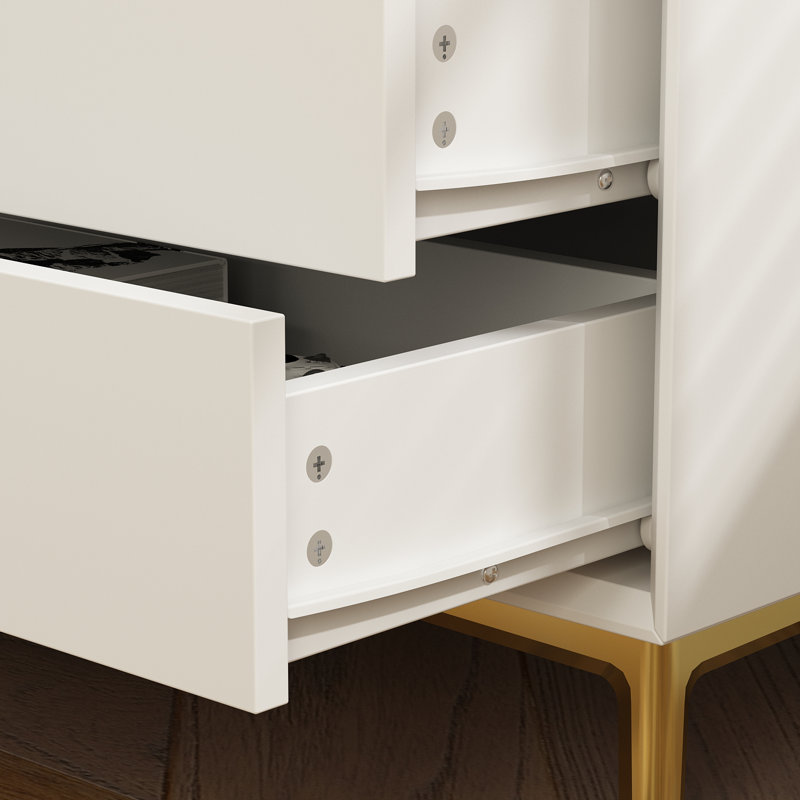 3 - Drawer Nightstand With Metal Legs, White